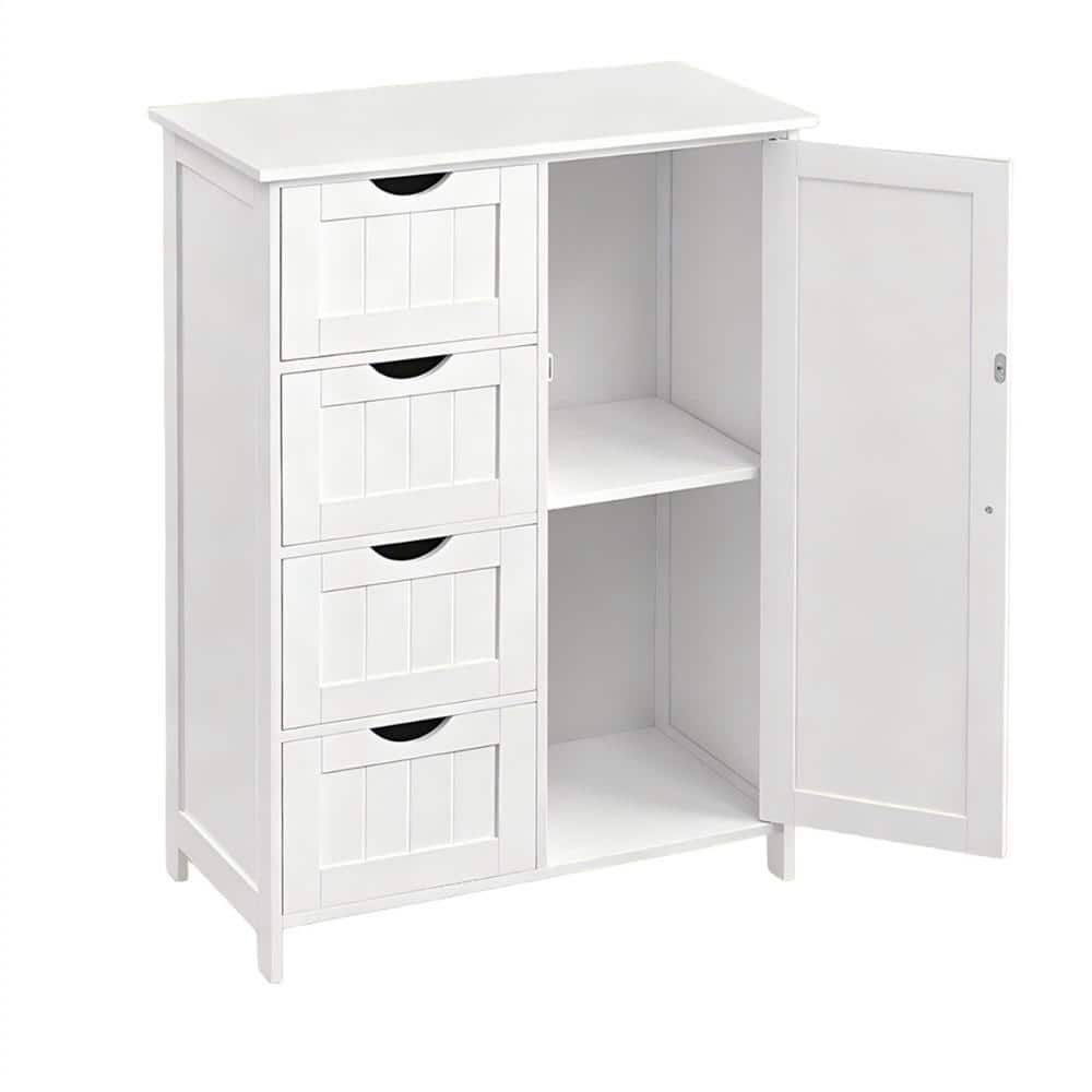25.6 in. W x 35.4 in. H Medium Rectangular White Wood Freestanding Medicine Cabinet without Mirror with  Drawer price history on PriceWatchPro