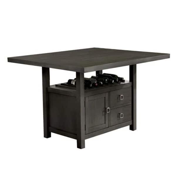 Marcello Gray Wood Pedestal Base Counter Height Dining Table Seats 6