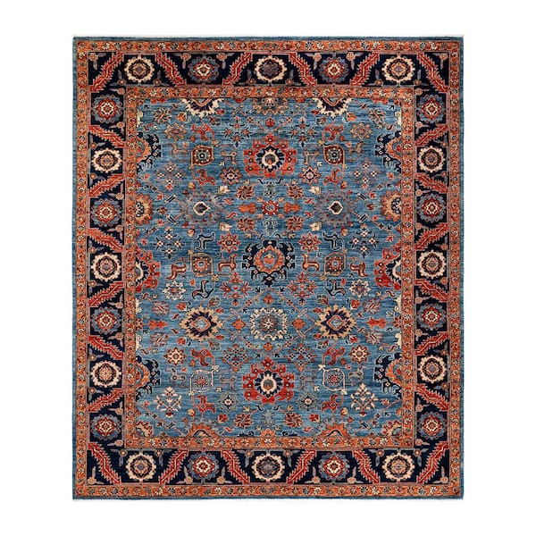 Solo Rugs Light Blue 8 ft. 2 in. x 9 ft. 8 in. Serapi One-of-a-Kind Hand-Knotted Area Rug
