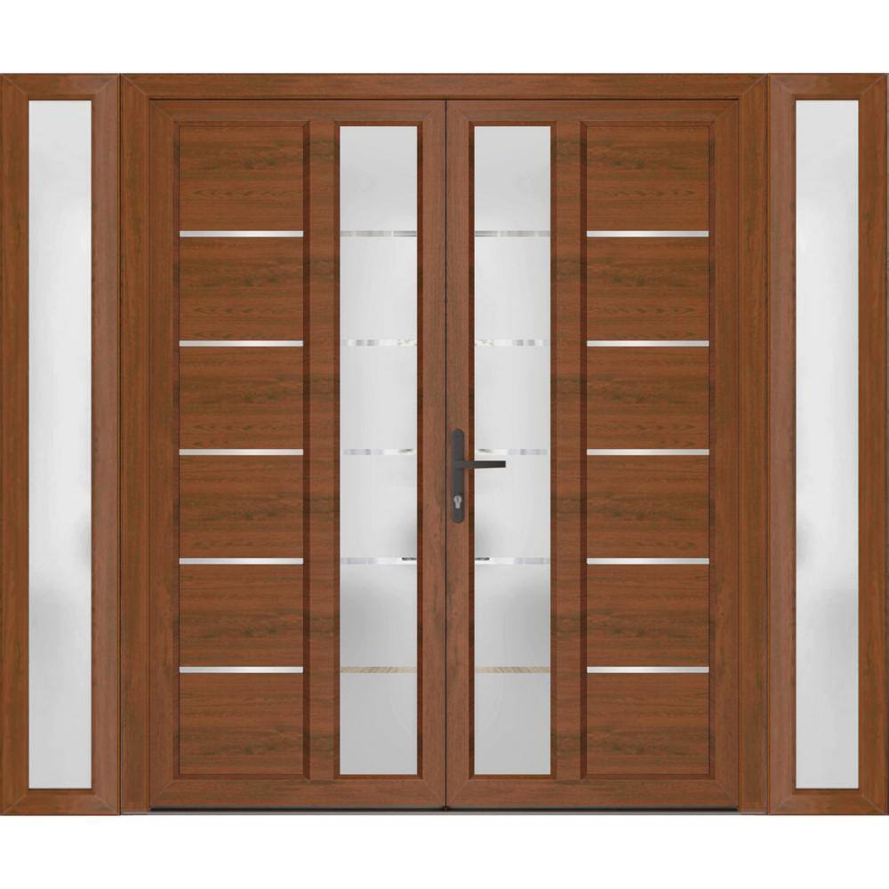 14+72+ 14 in. x 80 in. Right-hand/Inswing Frosted Glass Walnut Steel Prehung Front Door with Hardware price history on PriceWatchPro