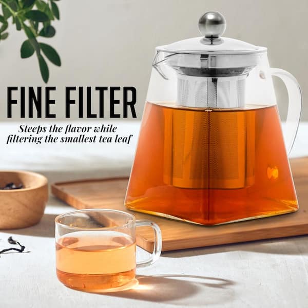 OVENTE 3.4-Cup Black Glass Tea Kettle with Tea Infuser for Loose-Leaf Tea,  Compatible with KG612S (FGK27B) FGK27B - The Home Depot
