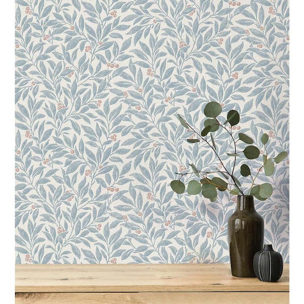 Blue Winter Berry Vine Wallpaper Sample