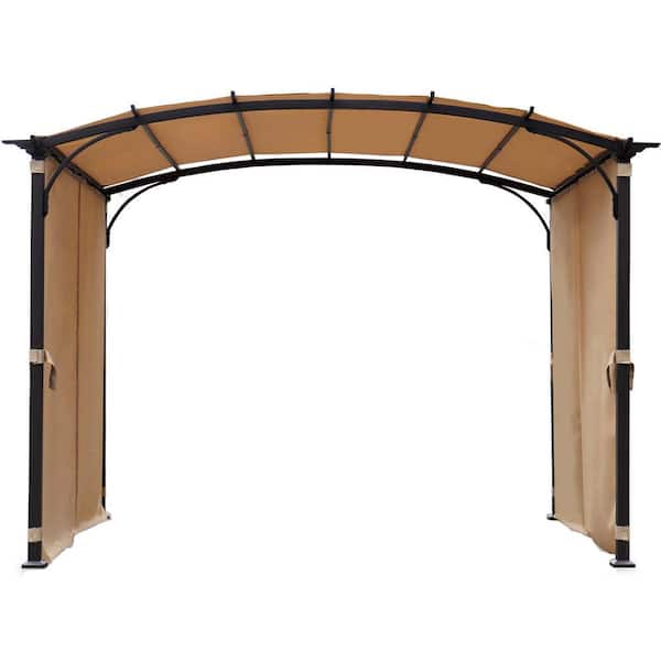 Unbranded 9 ft. W x 11 ft. L Outdoor Patio Arched Gazebo with Waterproof Awning for Garden Backyard -Khaki