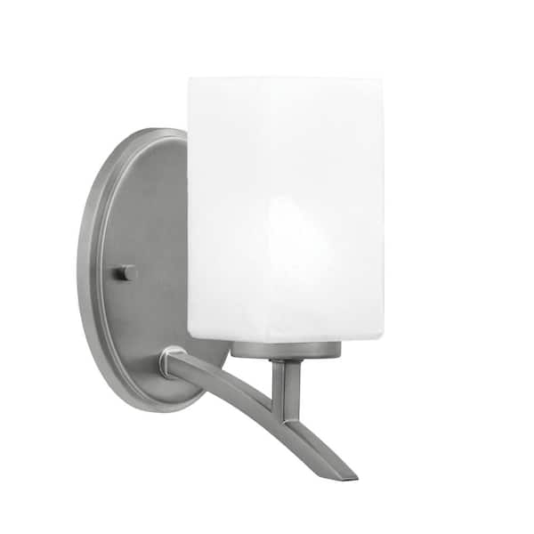 Unbranded Siena 3.5 in. 1-Light Graphite Sconce with 3.5 in. Square White Marble Glass Shade No Bulb Included