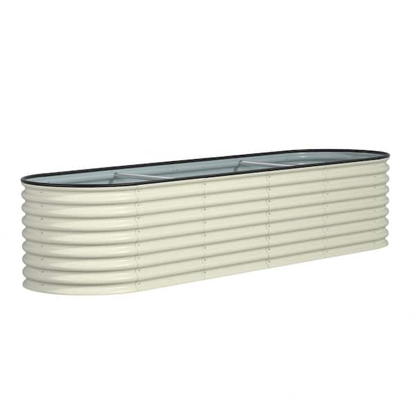8 ft. x 2 ft. x 2 ft. Galvanized Raised Garden Bed 9-in-1 Planter Box Outdoor, Pearl White