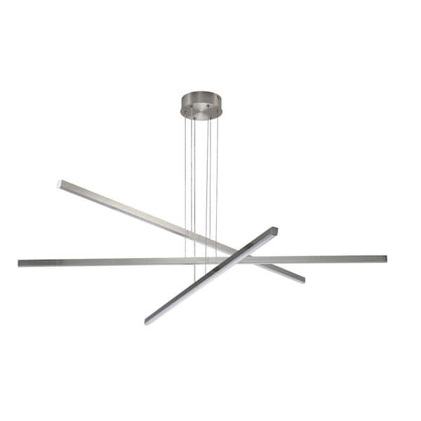HKMGT 47.64 in. 1-Light Chrome LED Semi-Flush Mount Ceiling Lamp Pendant Lighting Fixture