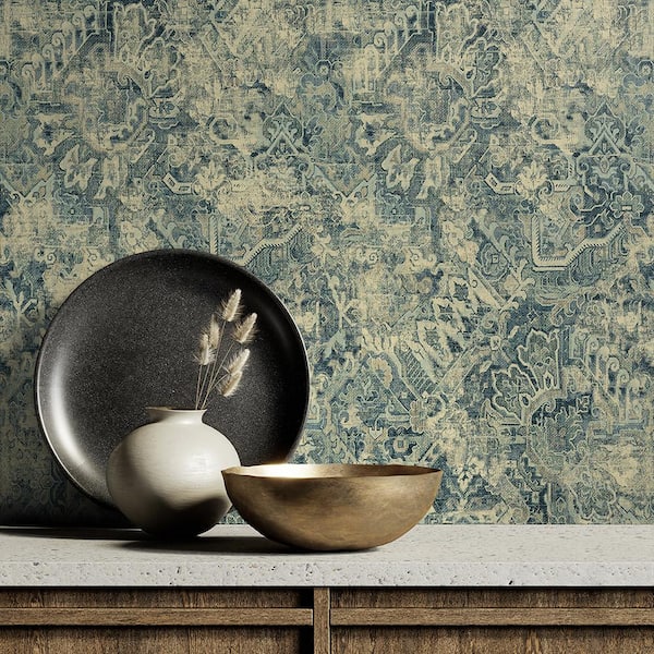 Cumbrae Denim Abstract Vinyl Peel and Stick Wallpaper Roll ( Covers 30.75 sq. ft. )