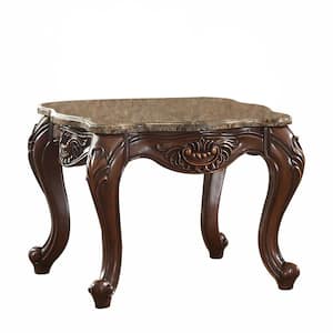 Amelia 30 in. W Cherry Oak 24 in. H Square Faux Marble End Table