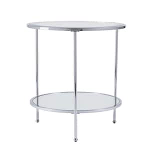 Jessa 24.25 in. Chrome Round Glass Top End Table