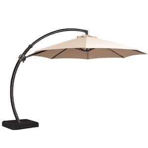 11 ft.Outdoor Cantilever Offset Umbrella Patio Umbrella with Sandbag and Cover in Beige