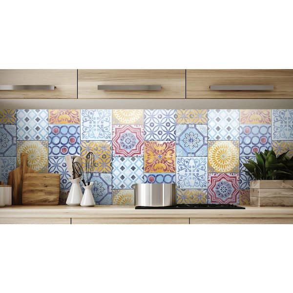 Peel and Stick Colorful Moroccan Tile Removable Wallpaper 20.5" W x 18' L Roll