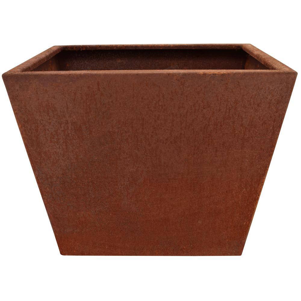 Large Weathered Corten Steel Square Planter