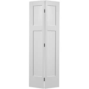 30 in. x 80 in. Winslow 4-Panel Primed White Hollow-Core Composite Bi-fold Interior Door
