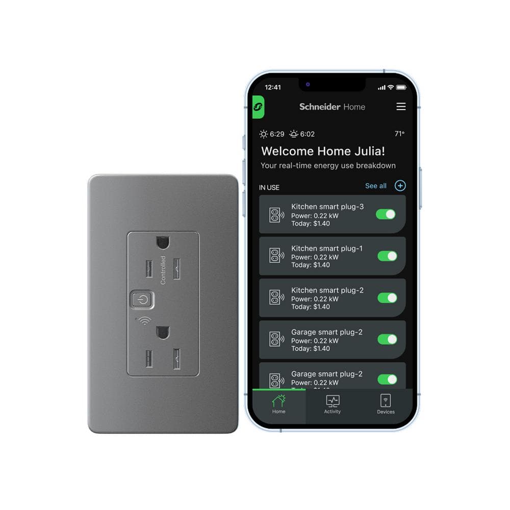 Gray 15A Tamper Resistant USB Outlet with Wall Plate