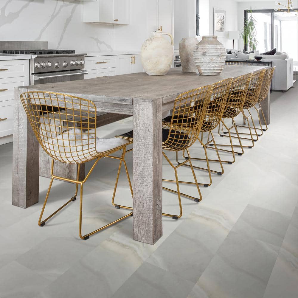 Silver Mink Marble 16'' x 16'' Waterproof Vinyl Tile Flooring