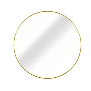 Gold 24 in. W x 24 in. H Round Fiberglass Framed Mirror