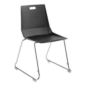 LūvraFlex Series Plastic Seat Stackable Ergonomic Chair, in Black Seat/Back, Chrome Frame