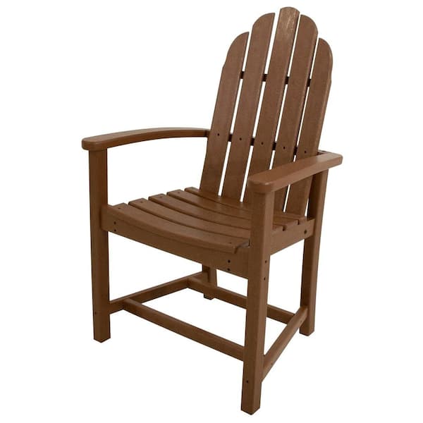 POLYWOOD Classic Teak Adirondack All-Weather Plastic Outdoor Dining Chair
