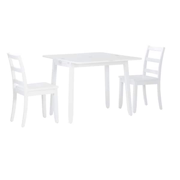 Linon Home Decor Ari 3-Piece White Folding Table and Chair Set