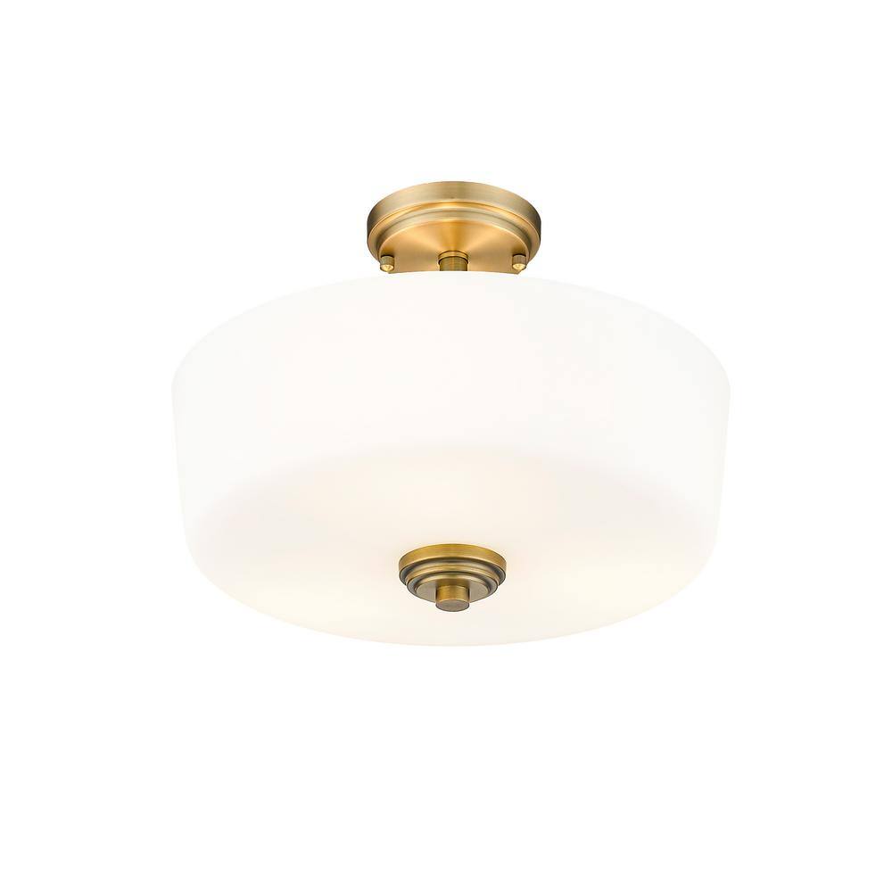Heritage Brass and Glass 15" Flush Mount Ceiling Light