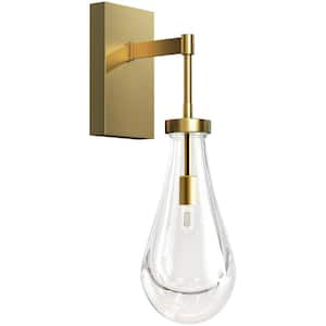 5 in. 1-Light Bronze Luxury Raindrop Wall Sconce with Clear Glass Shade, No Bulb Included