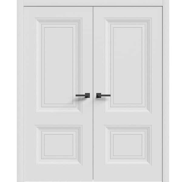 7422 72 in. x 80 in. Sold Core White Color Wood Interior Door Kit with Quick Assemble Jamb