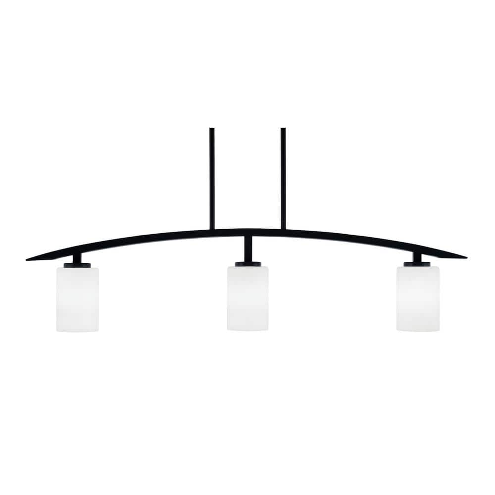 Siena 41 in. 3-Light Matte Black Chandelier with 4 in. White Muslin Glass S