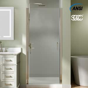 Fold 34-35 in. W x 72 in. H Pivot Frameless Shower Door in Nickel Swing Corner Shower Panel with Clear Glass