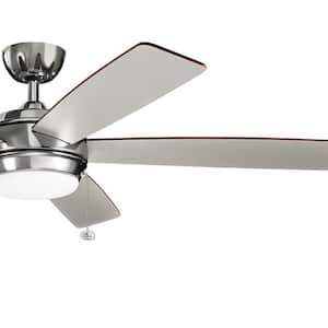 Starkk 60 in. Indoor Polished Nickel Downrod Mount Ceiling Fan with Integrated LED with Pull Chain