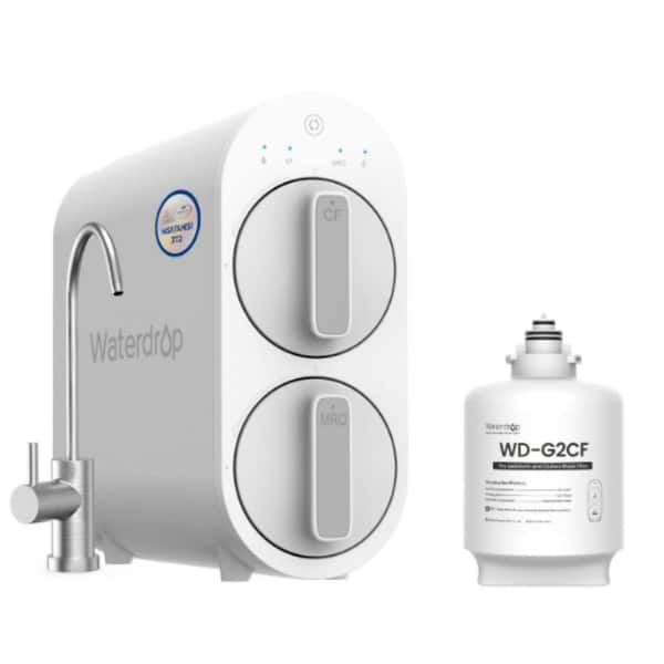 G2 Reverse Osmosis System, 7-Stage Tankless RO Water Filter System, 400 GPD, 1:1 Pure to Drain, Extra 1-G2CF Filter