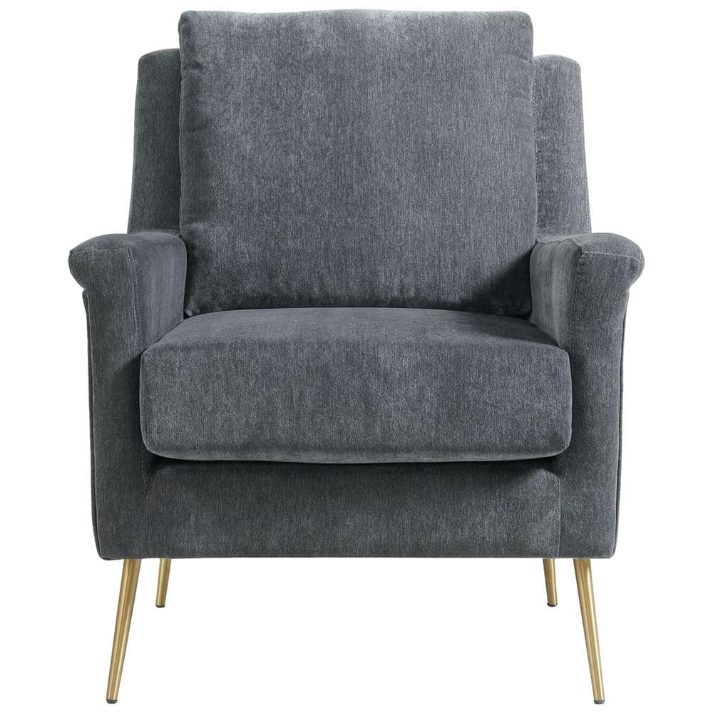 Mid-Century Modern Gray Accent Chair with Gold Legs