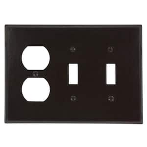 Brown 3-Gang 2-Toggle/1-Duplex Wall Plate (1-Pack)