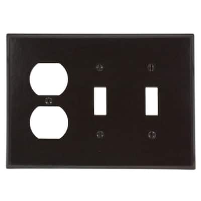 Brown 3-Gang 2-Toggle/1-Duplex Wall Plate (1-Pack)
