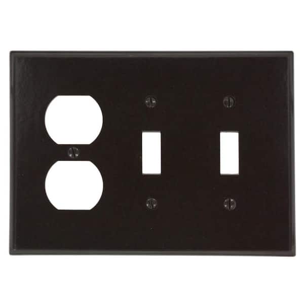 Leviton Brown 3-Gang 2-Toggle/1-Duplex Wall Plate (1-Pack)