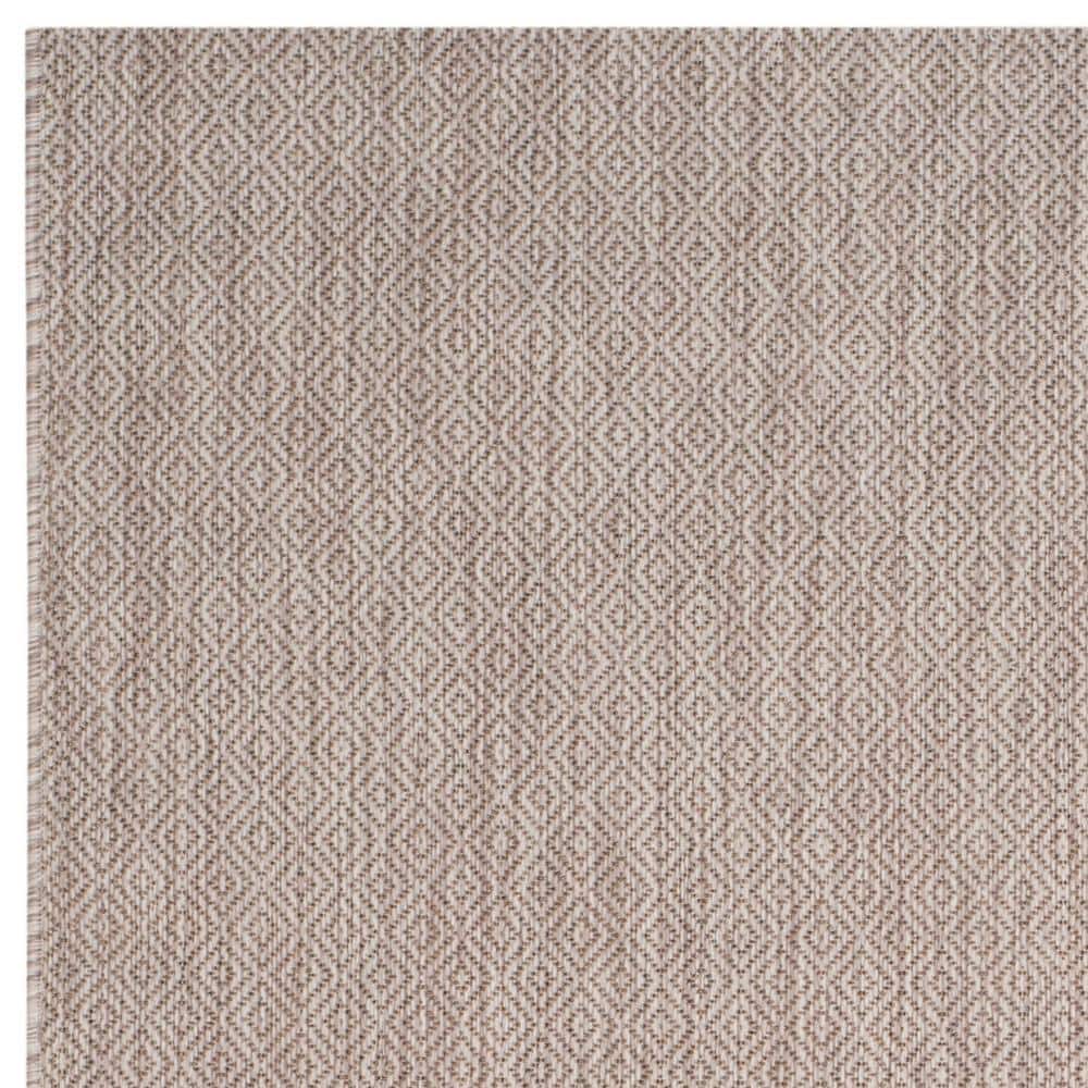 Elegant Beige Synthetic 27'' Indoor/Outdoor Easy-Care Runner Rug
