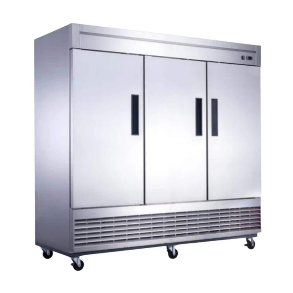 81 in. 72 cu. ft. 3 Door Commercial Reach In Upright Refrigerator in Stainless Steel