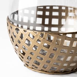 Reena II Large Gold Woven Metal Base Table Candle Holder