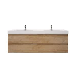 Fortune 72 in. W Bath Vanity in New England Oak with Reinforced Acrylic Vanity Top in White with White Basins