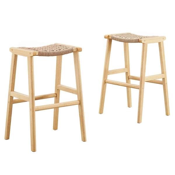 MODWAY Saorise 29.5 in. Natural Natural Backless Wood Bar
