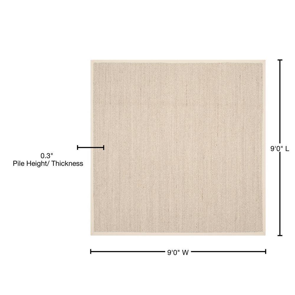 Marble Beige 9' Square Handwoven Cotton Area Rug