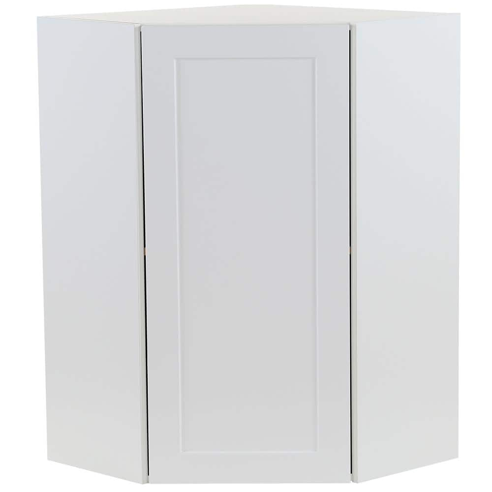 Hampton Bay Cambridge White Shaker Assembled Corner Wall Cabinet with 1 ...