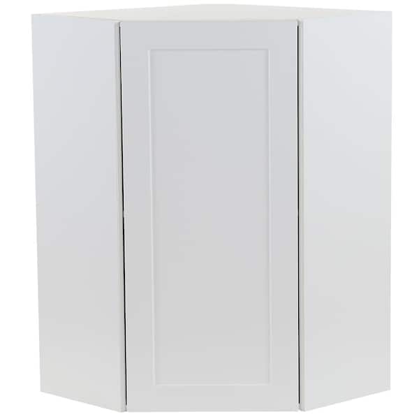 Hampton Bay Cambridge White Shaker Assembled Corner Wall Cabinet with 1 Soft Close Door (24 in. W x 12.5 in. D x 36 in. H)