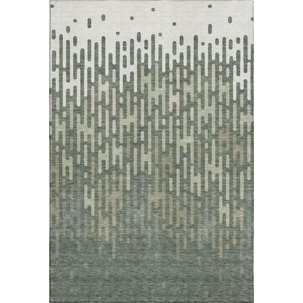Mayfield Premium Machine Washable Abstract AMF2567 Basil 9 ft. x 12 ft. Area Rug