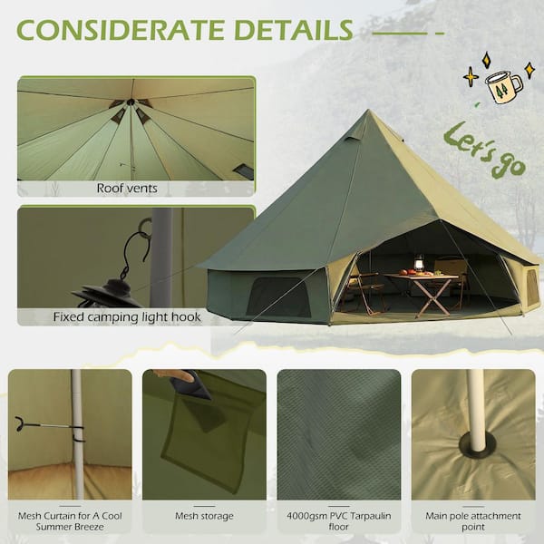 DSNAPE Nomad 4-Person Oxford Cloth Bell Tent with Stove Jack, 4
