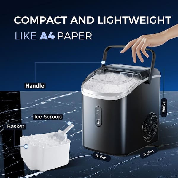 SIMZLIFE 9.5 in. 34 lb. Nugget Ice Countertop Portable Ice