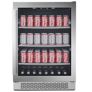 140 Can 24 in. Built-in Beverage Cooler in Black and Stainless Steel