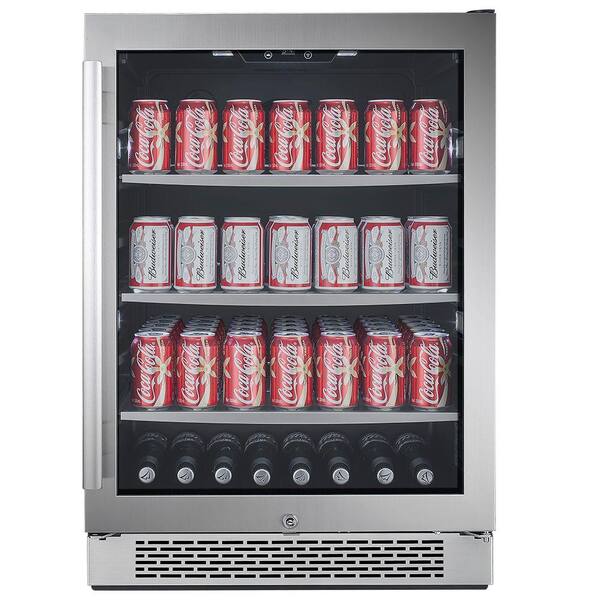 Avallon 140 Can 24 in. Built-in Beverage Cooler in Black and Stainless Steel