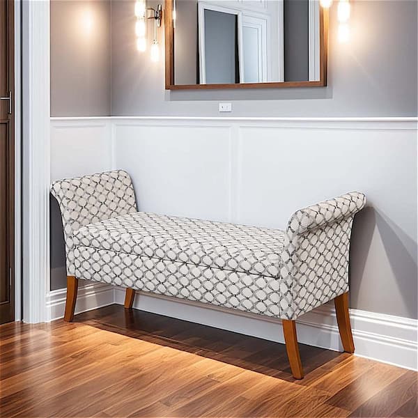 Convenience Concepts Designs4Comfort Ribbon Pattern Fabric Storage Bench 25.25 in. H x 51.25 in. W x 17 in. D
