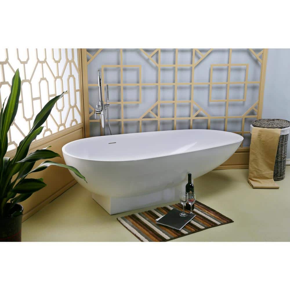 Carlyle 71" Matte White Resin Oval Freestanding Bathtub