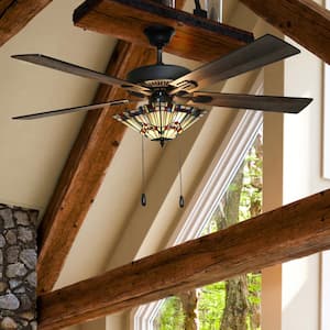 Michelangelo Mission 52 in. Stained Glass LED Ceiling Fan With Light